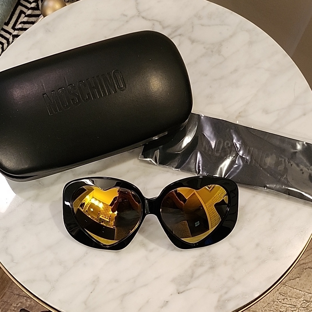 Moschino Black and Gold Oversized Sunglasses